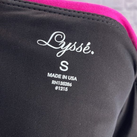 Lysse Small S Fuchsia Cotton Blend Tummy Control Crop Capri Leggings Made in USA - Picture 3 of 4